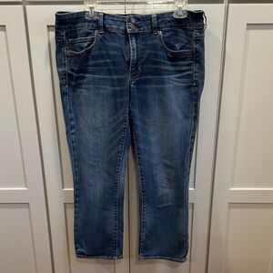American Eagle Outfitters Women's Blue Artist Crop Jeans
